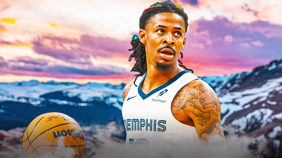 Grizzlies star Ja Morant posing in the Rocky Mountains.