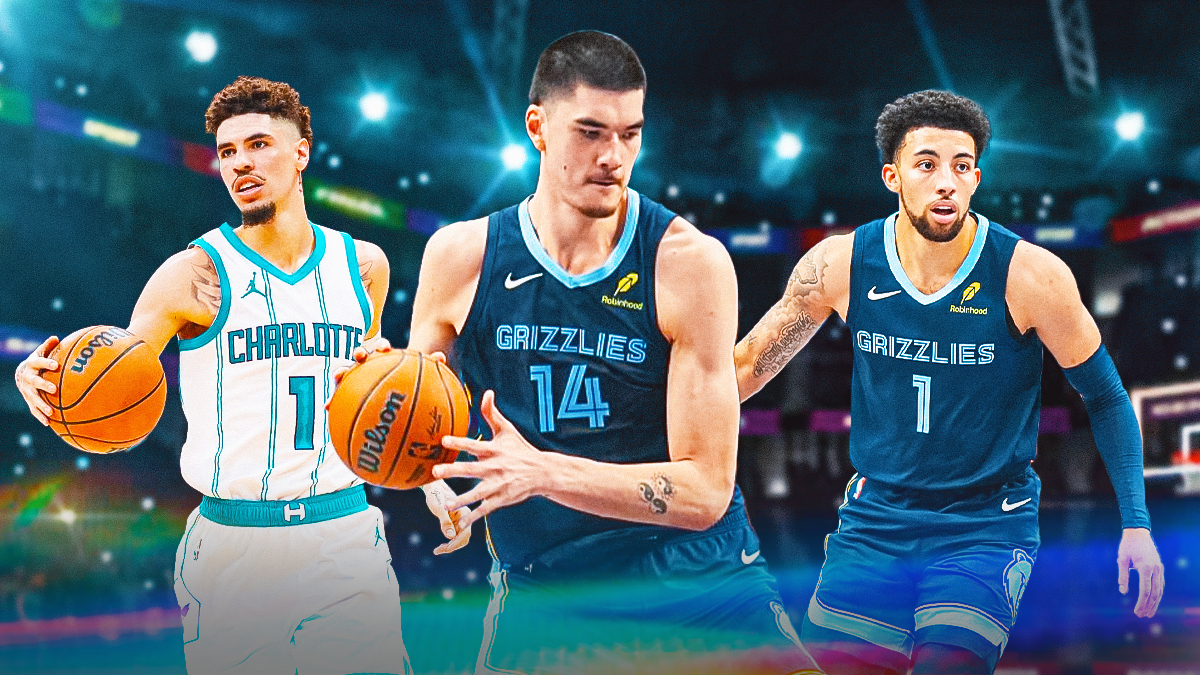 Grizzlies Zach Edey, Scotty Pippen Jr., and Hornets Lamelo Ball.