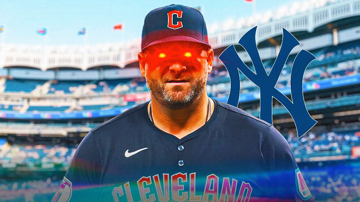 Guardians manager Stephen Vogt with laser eyes, Yankees