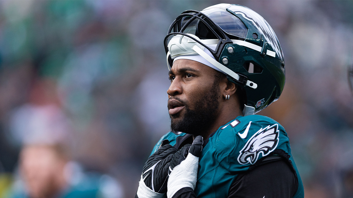 Philadelphia Eagles linebacker Haason Reddick (7) looks on during the second quarter against the Arizona Cardinals at Lincoln Financial Field.