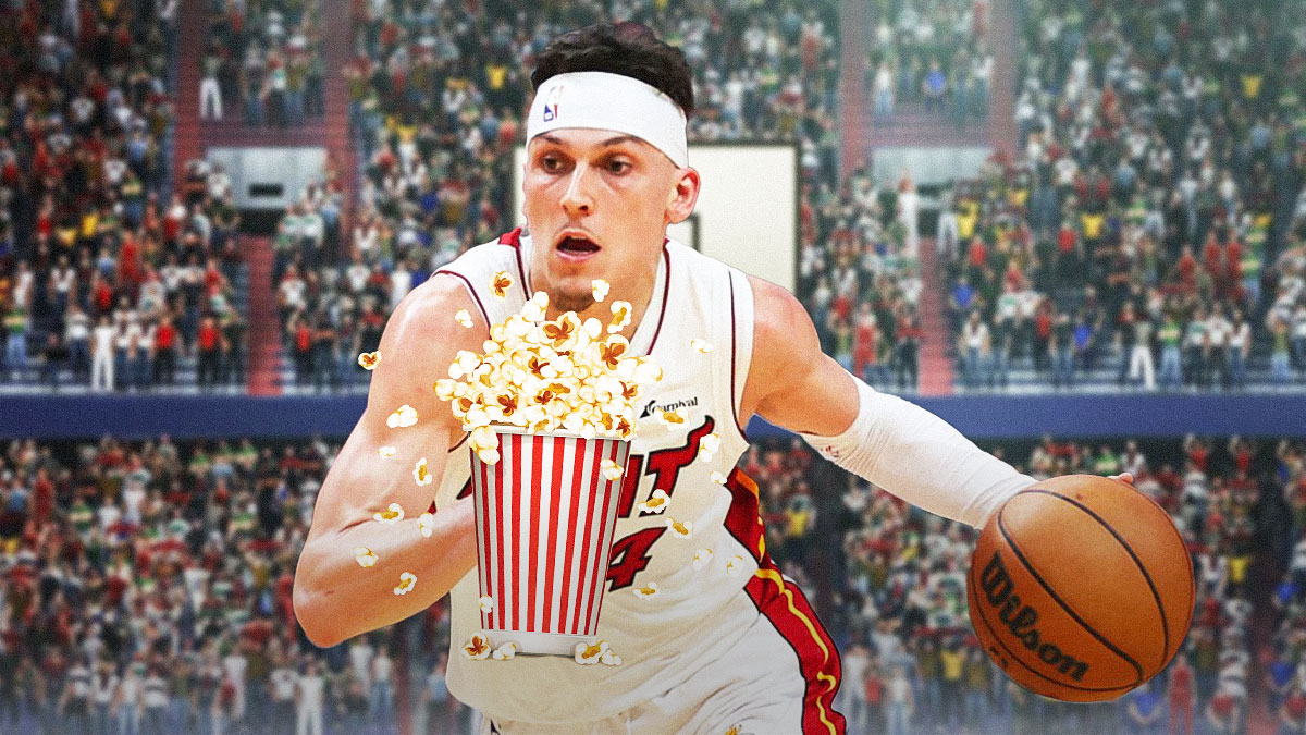 Heat's Tyler Herro hilariously distracted during interview by fight in stands
