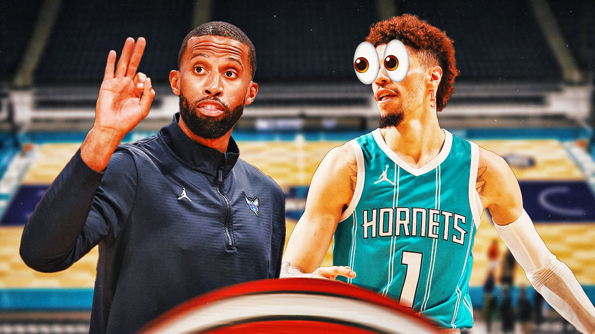 Hornets star LaMelo Ball looking at Charles Lee with big eyes