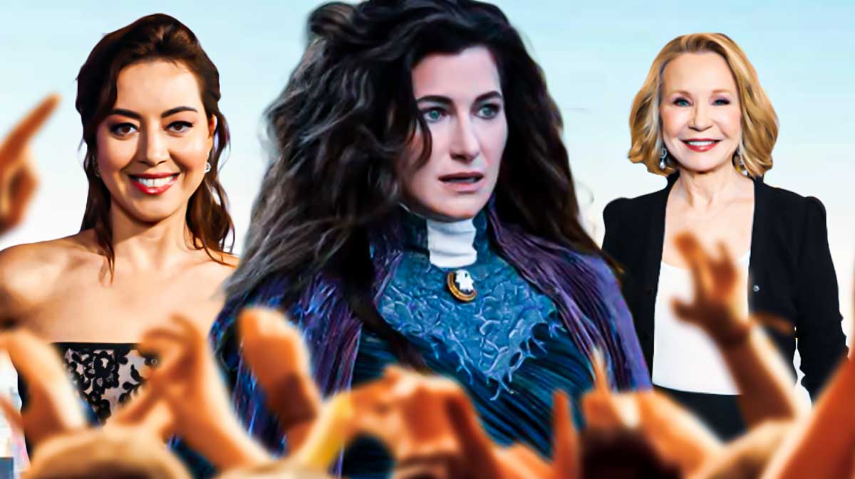 Marvel Disney+ series Agatha All Along episode 4 stars Rio Vidal (Aubrey Plaza), Agatha (Kathryn Hahn), and Sharon (Debra Jo Rupp).