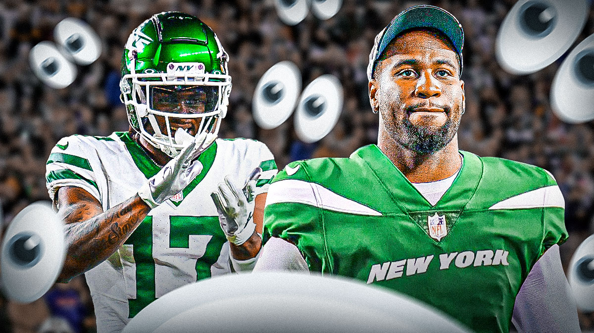 Haason Reddick and Davante Adams (both in New York Jets uniforms if they aren't already) with a bunch of the big eyes emojis in the background