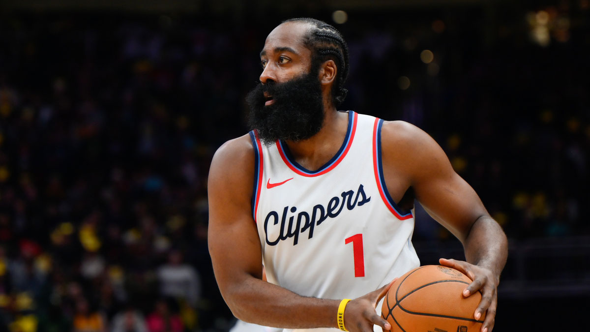Los Angeles Clippers guard James Harden (1) during the first half at Climate Pledge Arena.