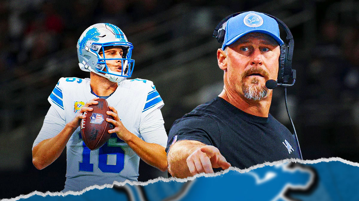 Lions Dan Campbell and Lions Jared Goff
