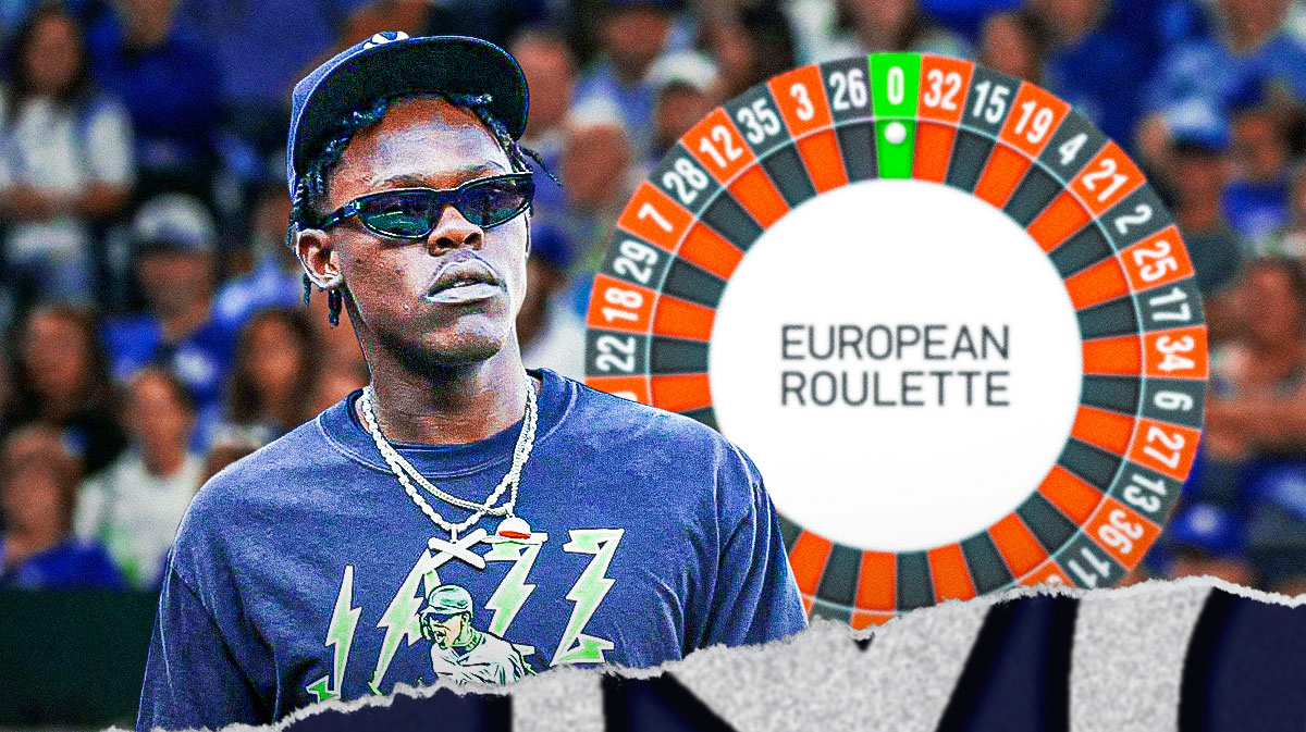 Jazz Chisholm Jr standing at a roulette wheel