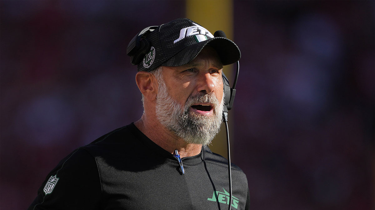 Sep 9, 2024; Santa Clara, California, USA; New York Jets defensive coordinator Jeff Ulbrich before the game against the San Francisco 49ers at Levi's Stadium.