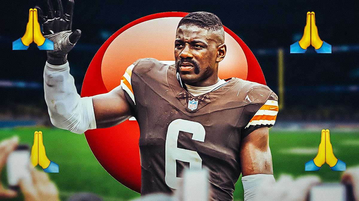 Browns Jeremiah Owusu-Koramoah with a medical red cross and prayer hands emojis