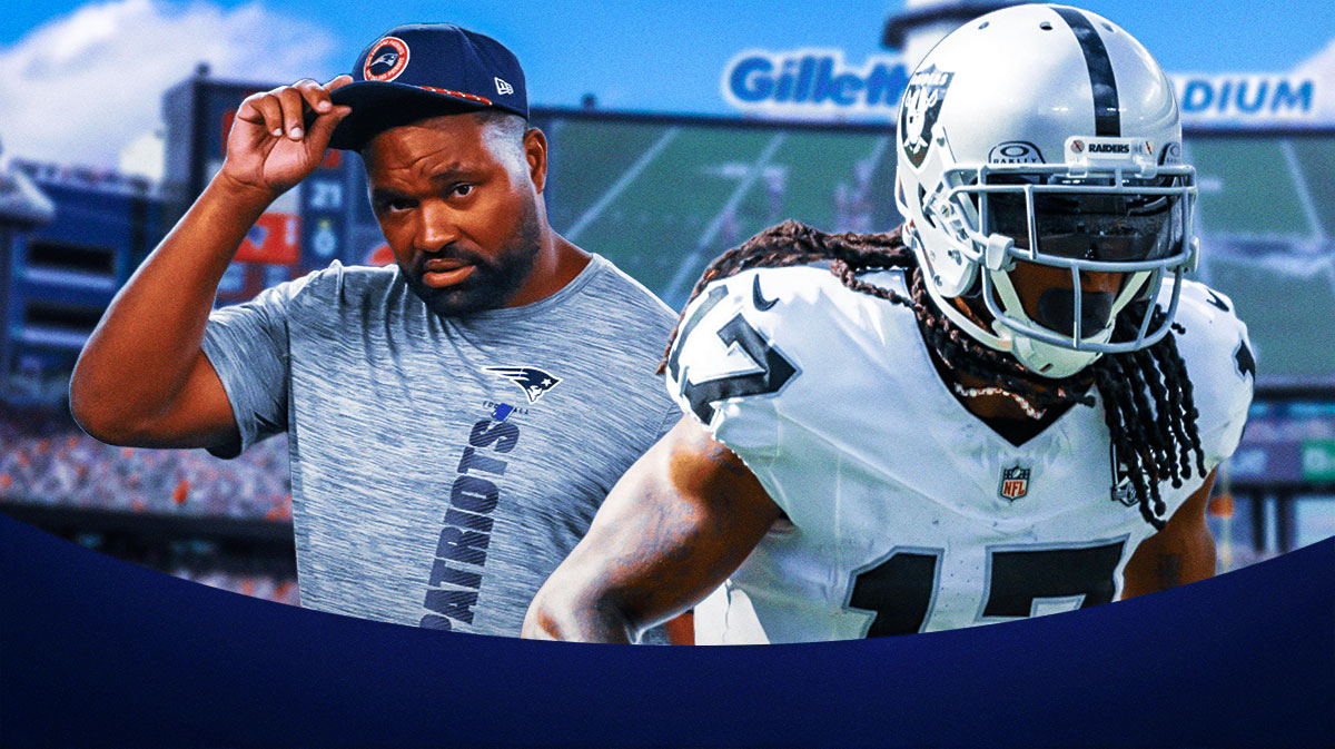 Jerod Mayo shaking head and Davante Adams pictured right.