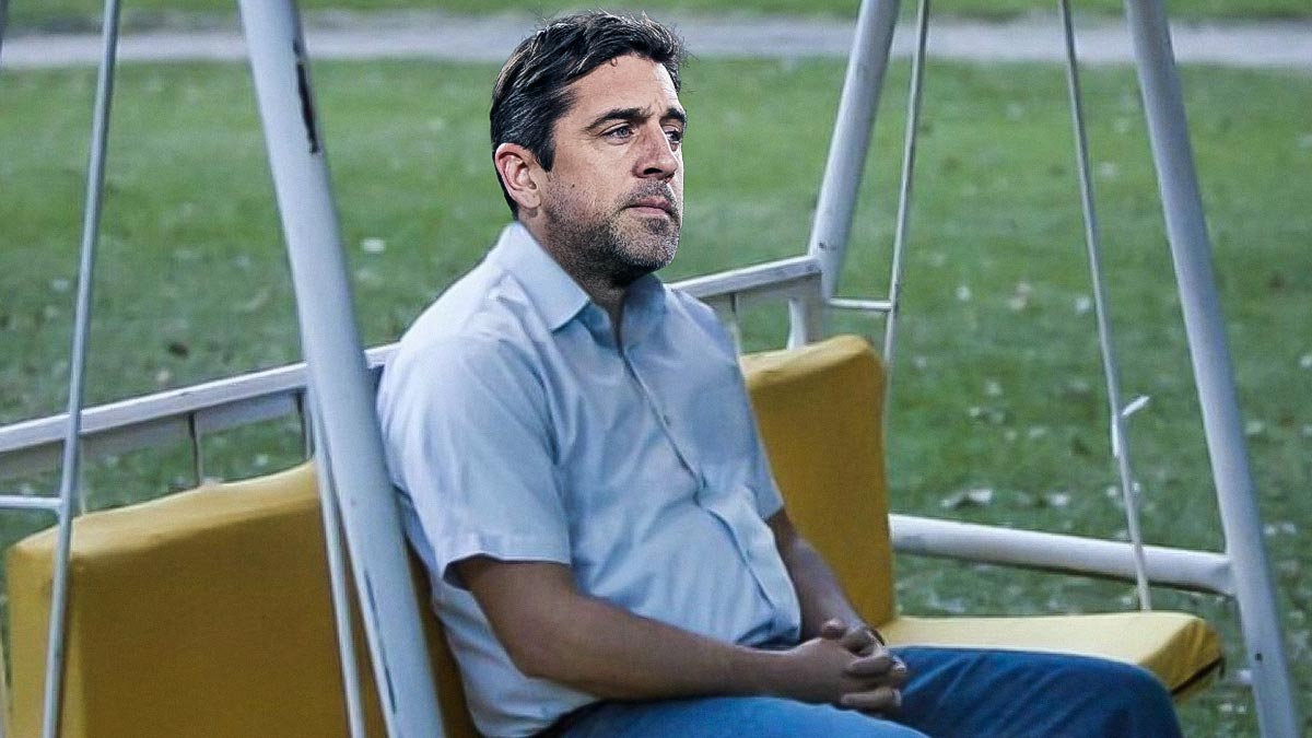 Aaron Rodgers superimposed on the "Sad Pablo Escobar" meme