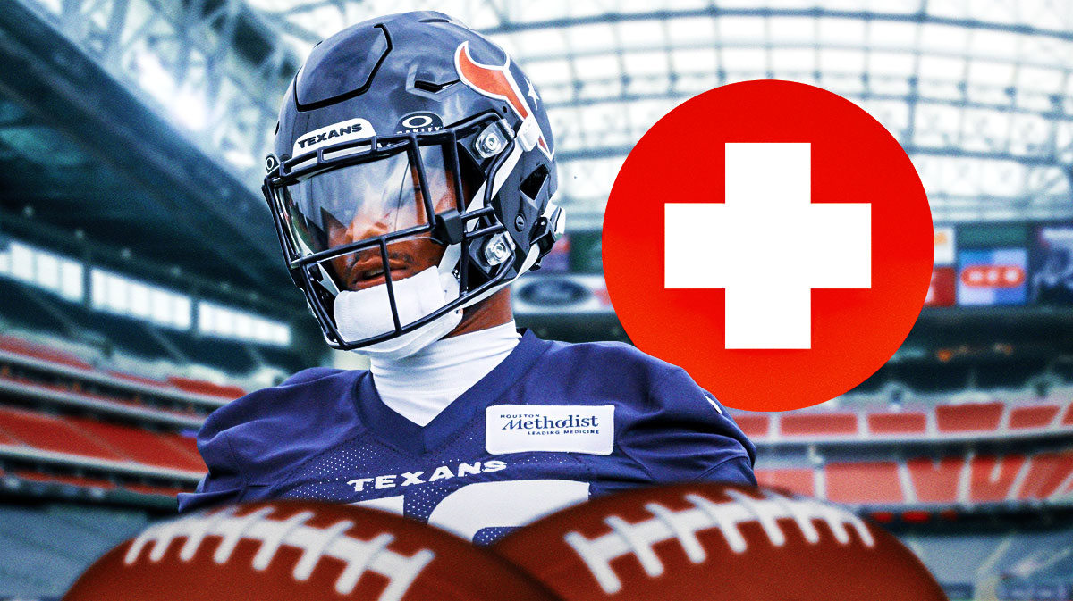 Texans RB Joe Mixon with a red medical cross