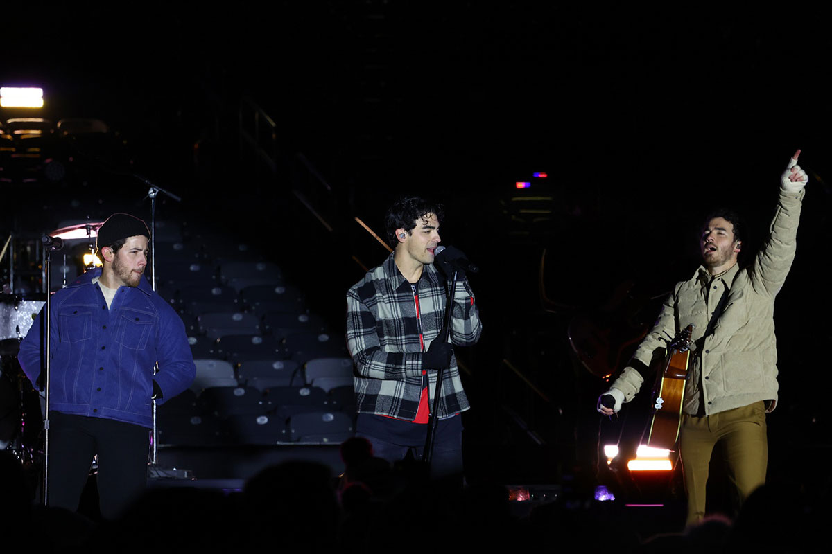 Jonas Brothers performing at MetLife Stadium in February 2024.