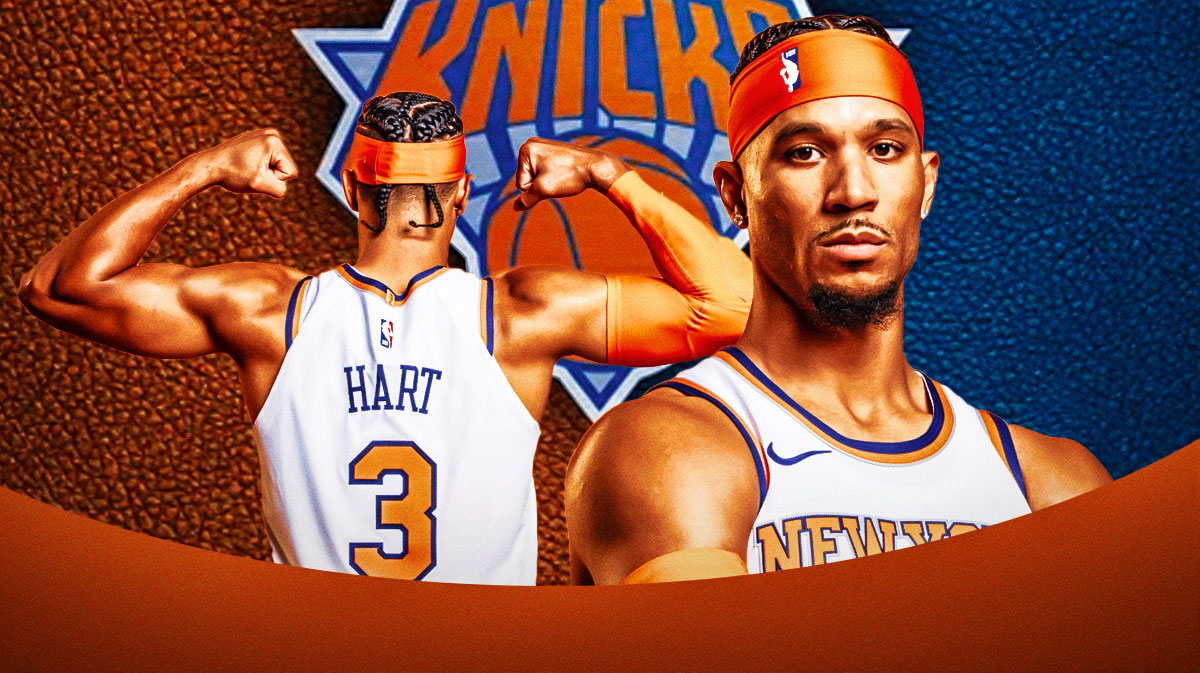 New York Knicks star Josh Hart in front of Madison Square Garden.