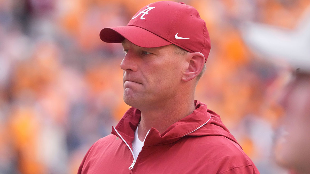Alabama football coach Kalen DeBoer during the NCAA college football game against Tennessee on Saturday, Oct. 19, 2024, in Knoxville