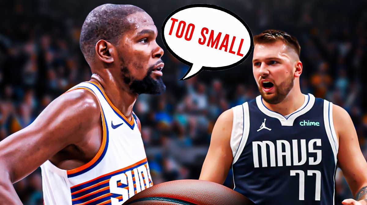 Kevin Durant with a text bubble that says "Too Small" and Luka Doncic next to him.
