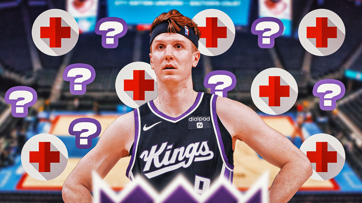 Kings' Kevin Huerter with injury symbol and question marks