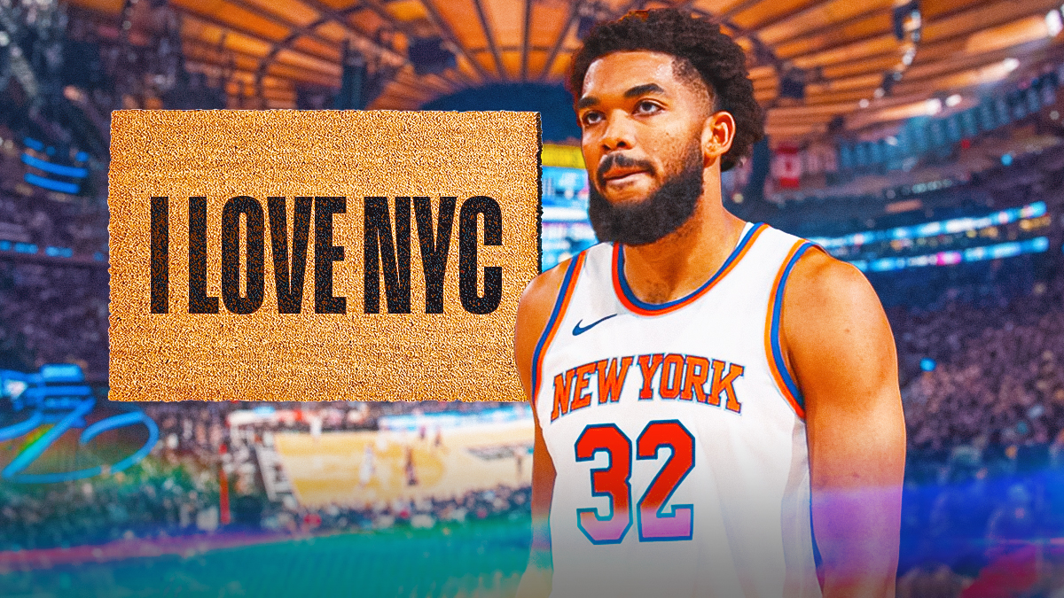 Karl-Anthony Towns, Madison Square Garden, and an I Love NYC welcome mat.