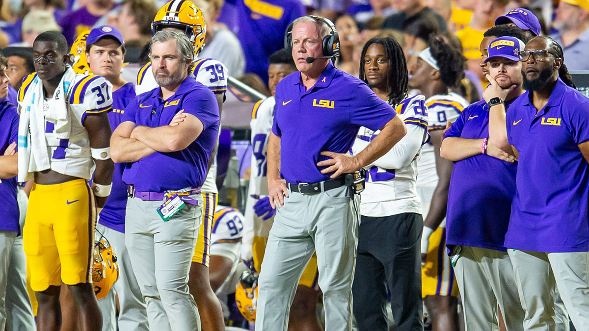 Tigers Head Coach Brian Kelly as the LSU Tigers take on the Ole Miss Rebels at Tiger Stadium