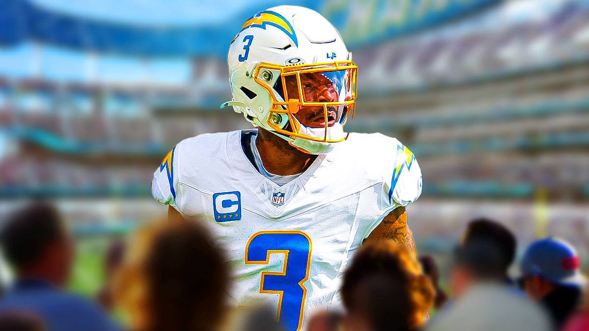 Derwin James in a Los Angeles Chargers uniform as the star safety is back at practice following his suspension and joins the chargers despite injuries to offensive players including Justin Herbert.