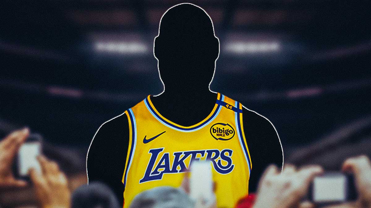 A mystery player in a Lakers jersey.