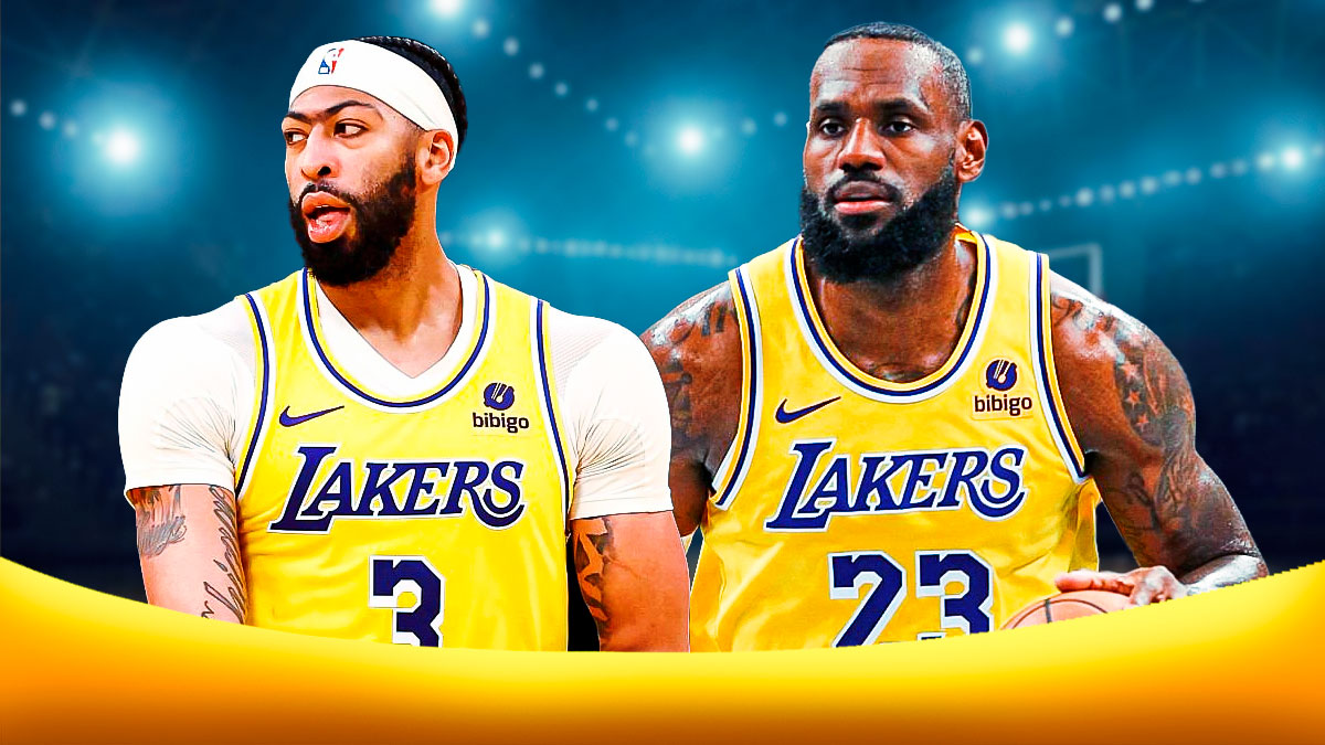 Los Angeles Lakers players Anthony Davis and LeBron James