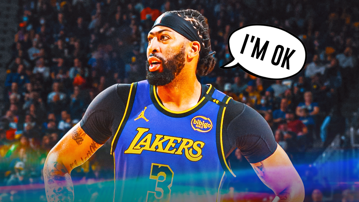 Anthony Davis with speech bubble saying "I'm OK"