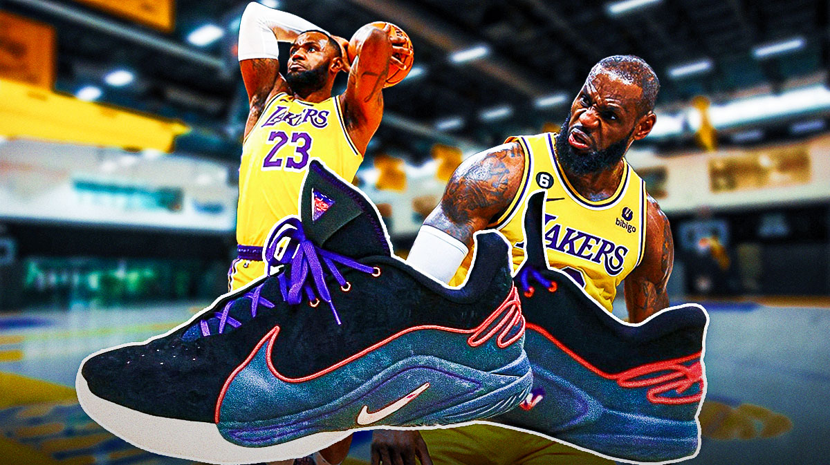 Lebron james laker color shoes best sale