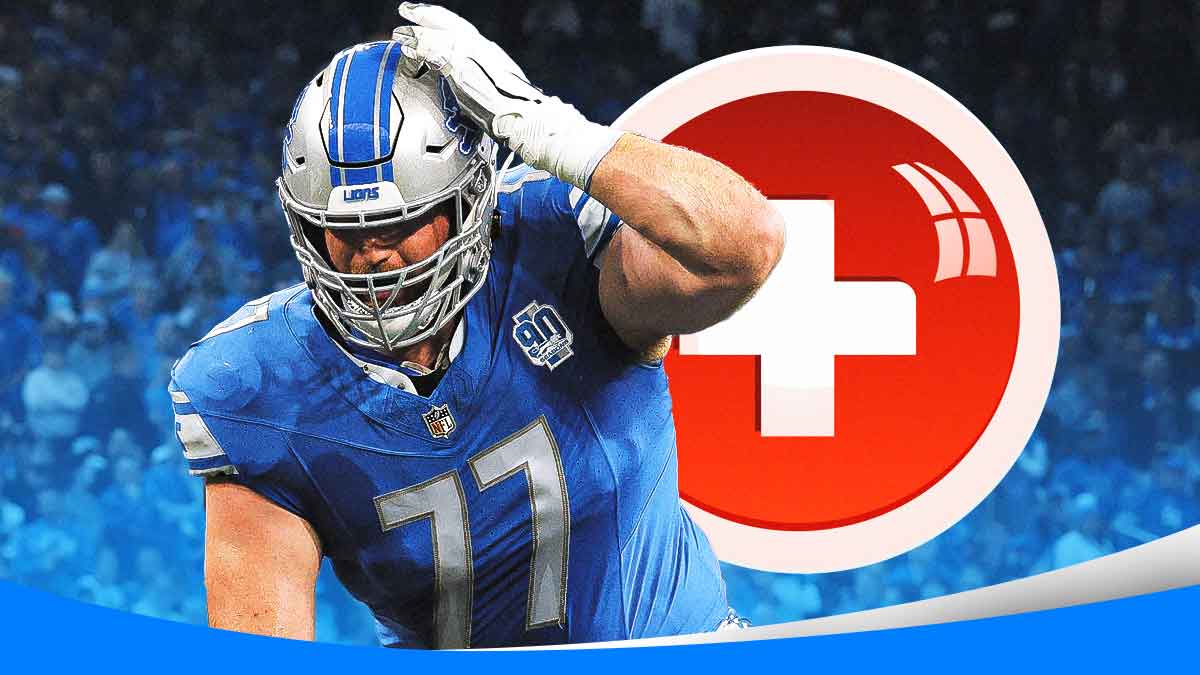 Frank Ragnow inLions uniform with medical red cross symbol