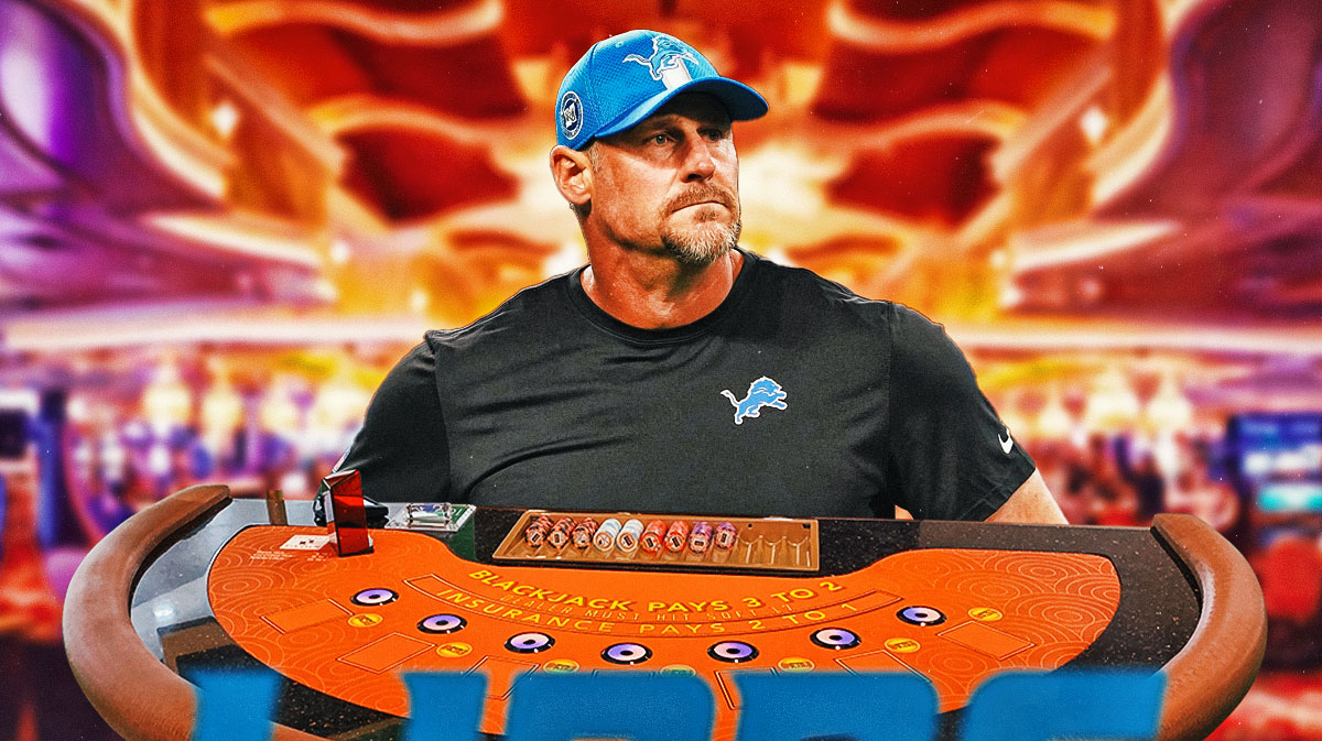 Lions coach Dan Campbell at a blackjack table