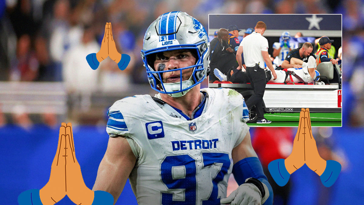 Lions DT Aidan Hutchinson and prayer emojis