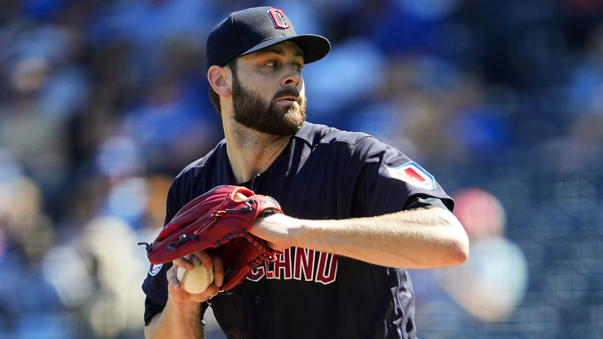 Cleveland Guardians starting pitcher Lucas Giolito (27) pitches during the first inning against the Kansas City Royals at Kauffman Stadium. 