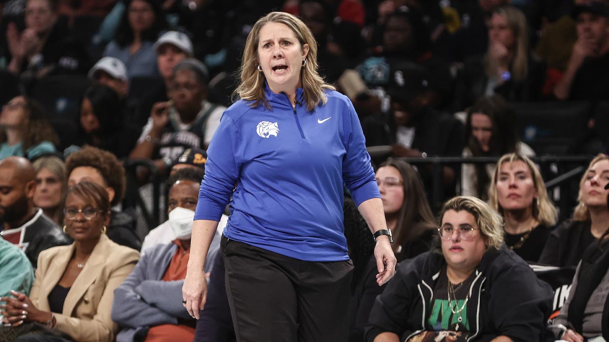 head coach Cheryl Reeve yells out instructions in the third quarter against the New York Liberty at Barclays Center.