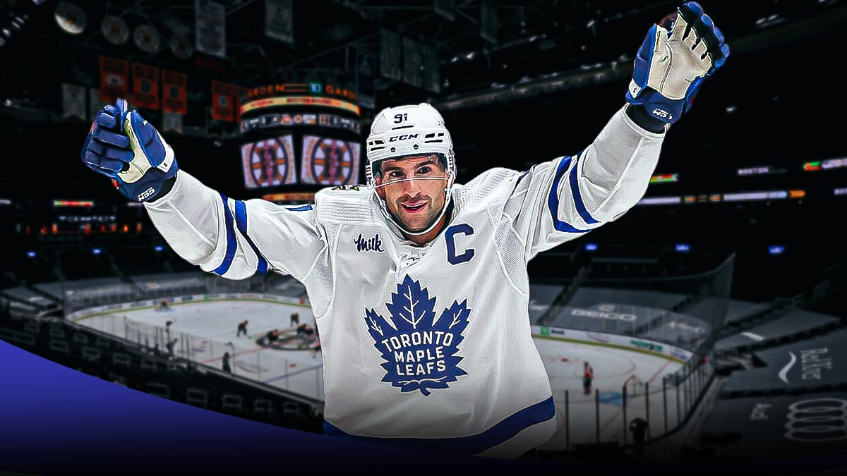 Former Leafs captain John Tavares in Boston's TD Garden