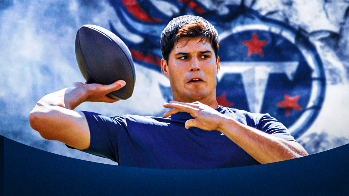 Mason Rudolph with a Titans-themed BG.