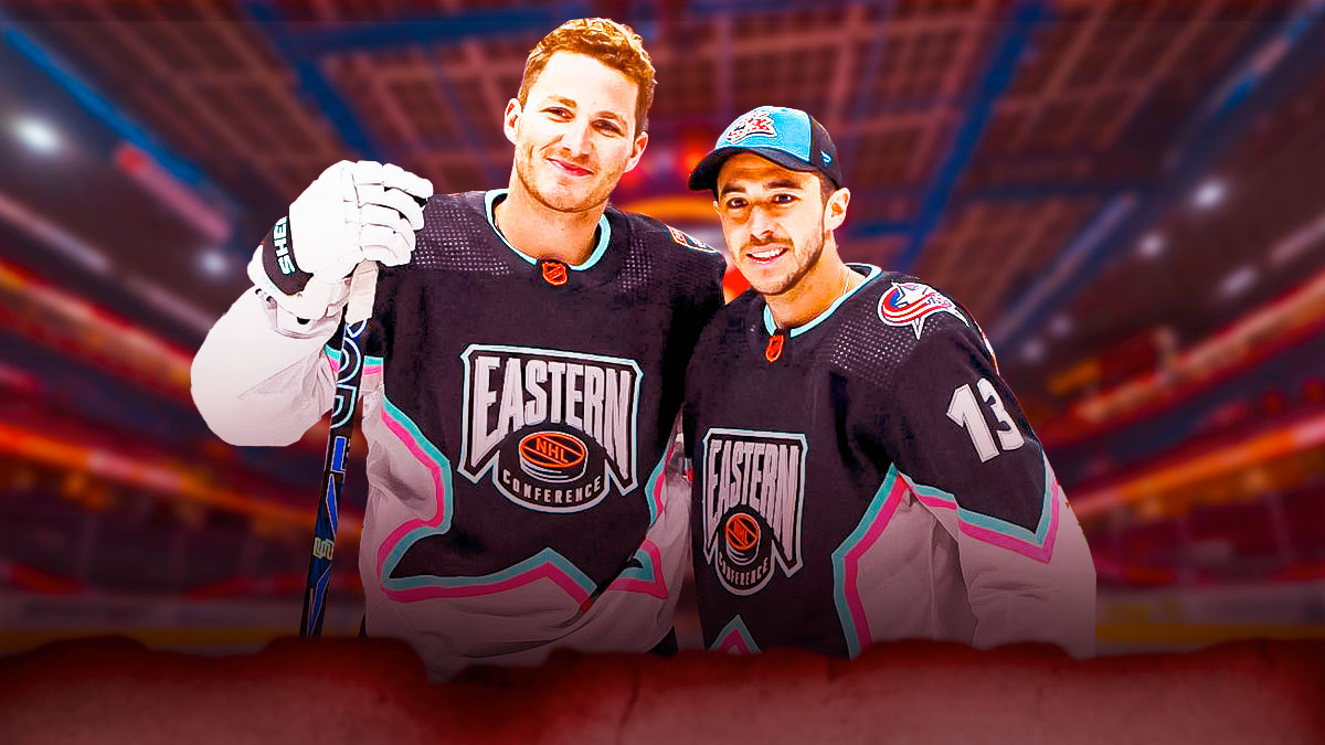 Florida Panthers forward Mathew Tkachuk and the late Johnny Gaudreau