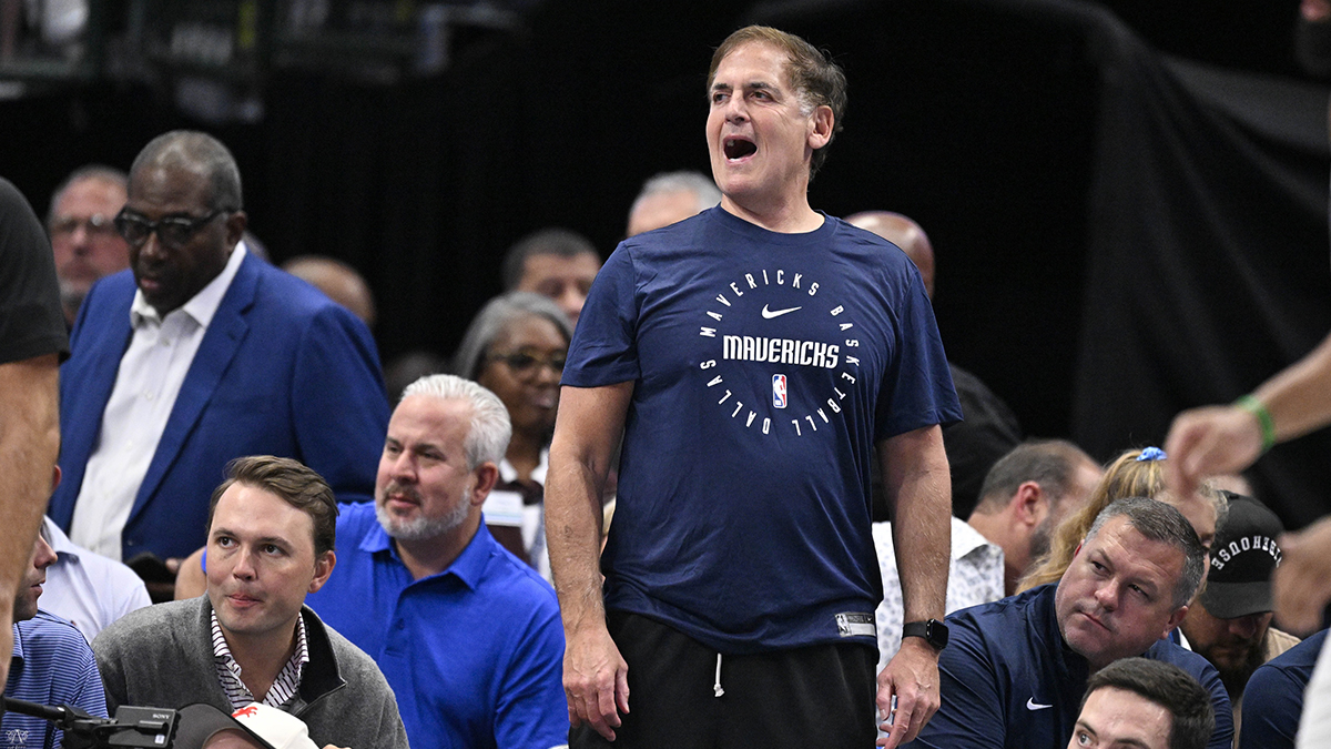 Mark Cuban looks on during the game between the Dallas Mavericks and the Memphis Grizzlies at American Airlines Center