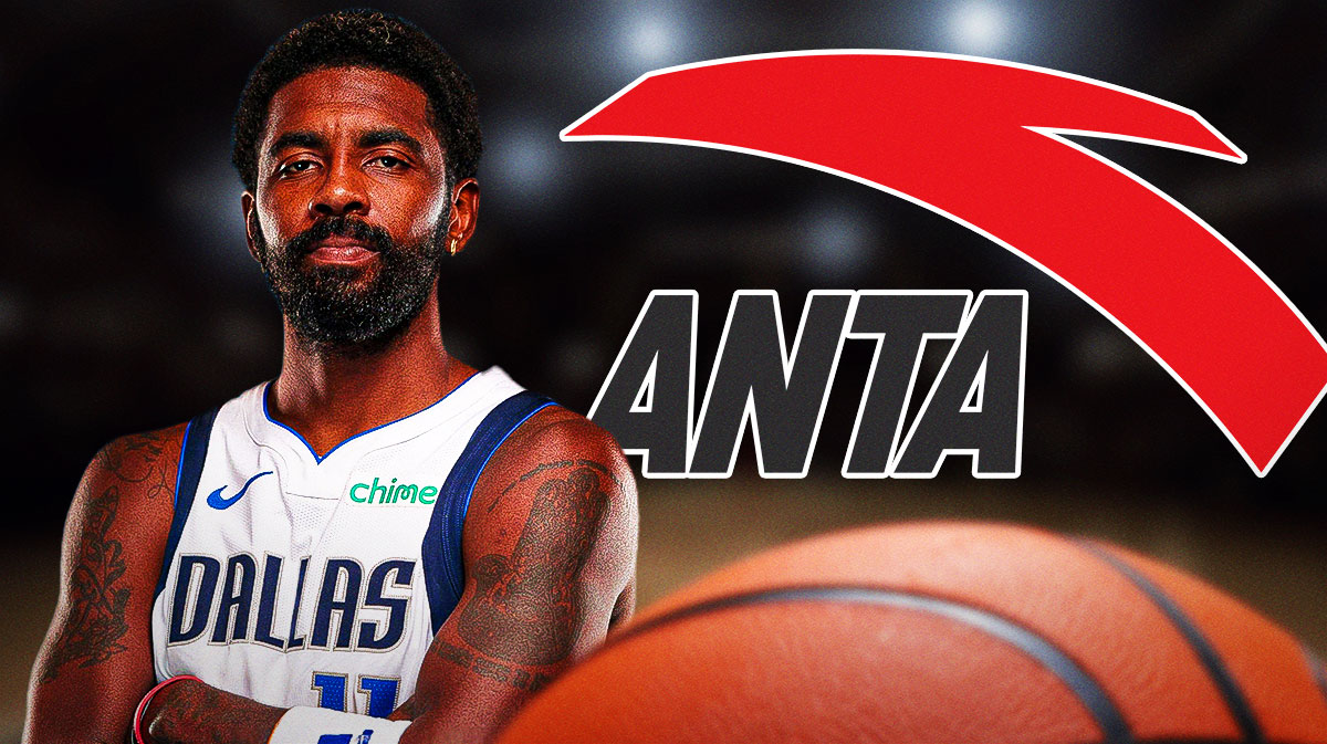 Mavericks Kyrie Irving on left, ANTA Sports logo on right.
