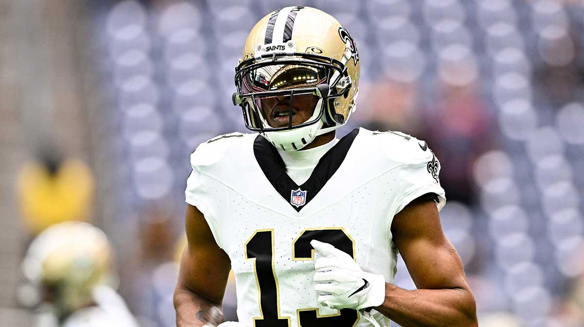 New Orleans Saints wide receiver Michael Thomas (13) during warm ups prior to the game against the Houston Texans at NRG Stadium.