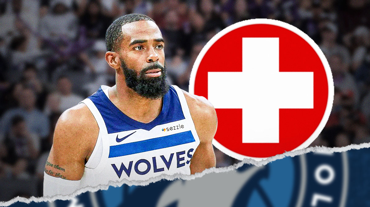 Mike Conley next to Timberwolves logo and emergency symbol.