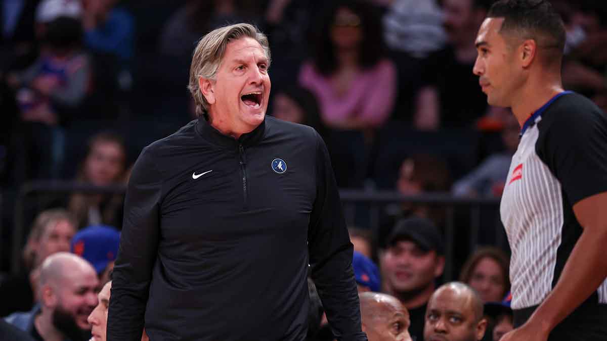 Minnesota Timberwolves head coach Chris Finch reacts during the first half against the New York Knicks at Madison Square Garden