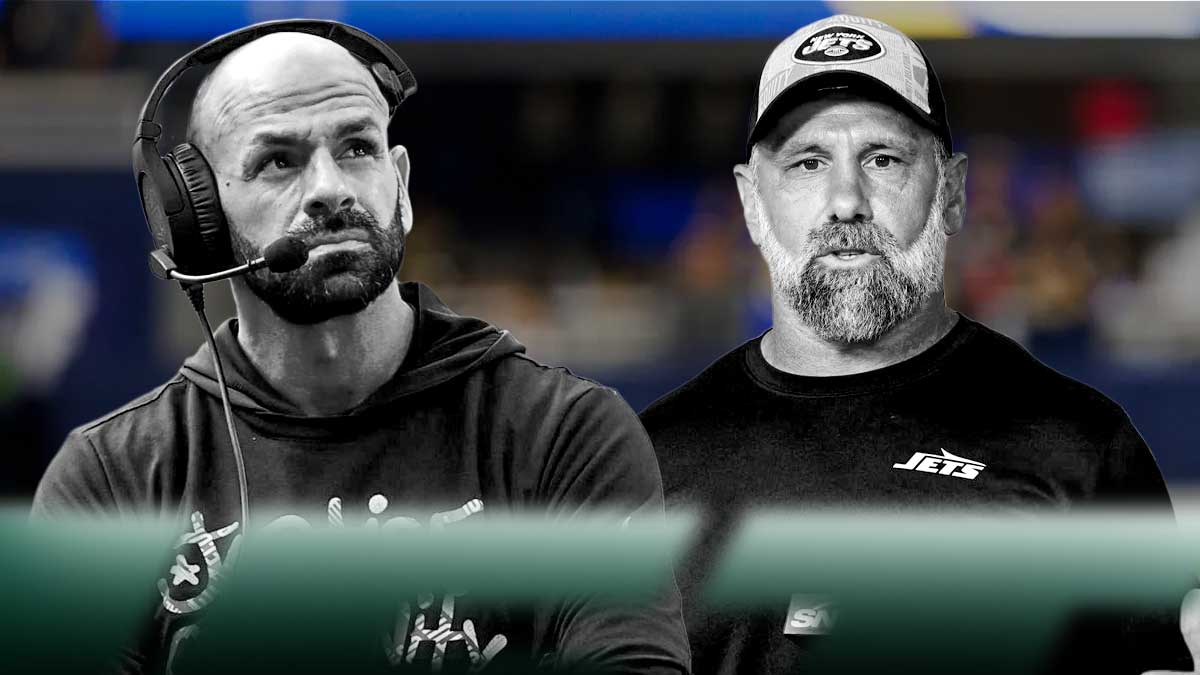 Jets' Robert Saleh greyed out & Jeff Ulbrich