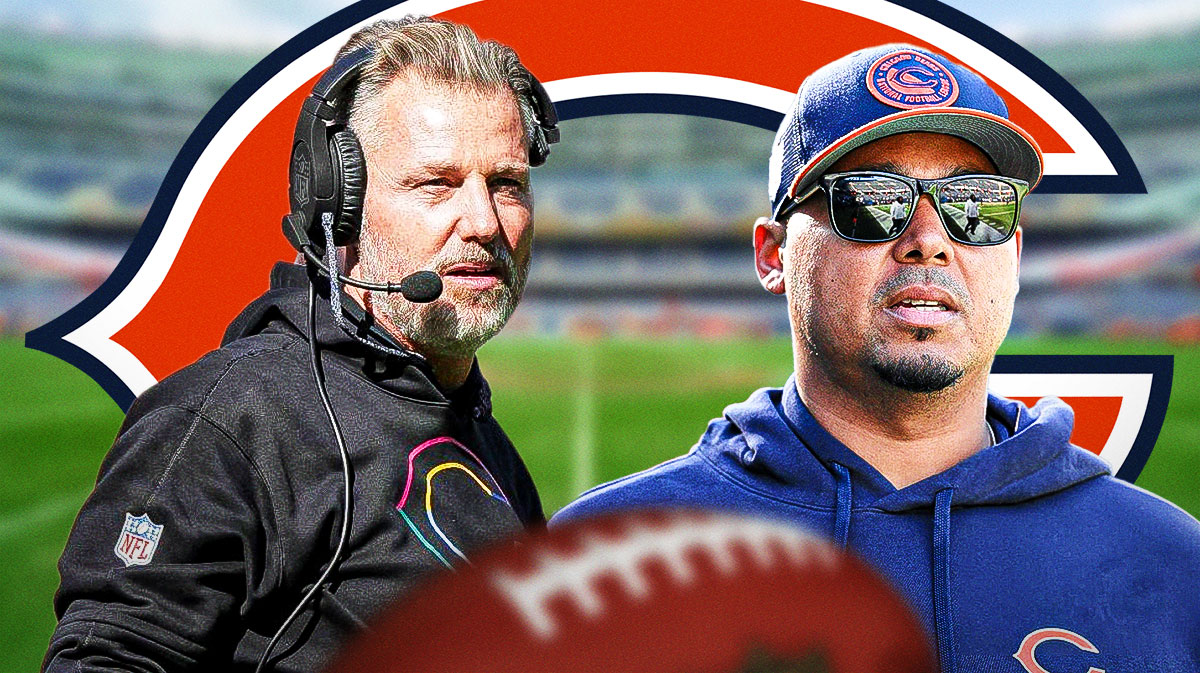 Bears' Matt Eberflus and Ryan Poles looking serious