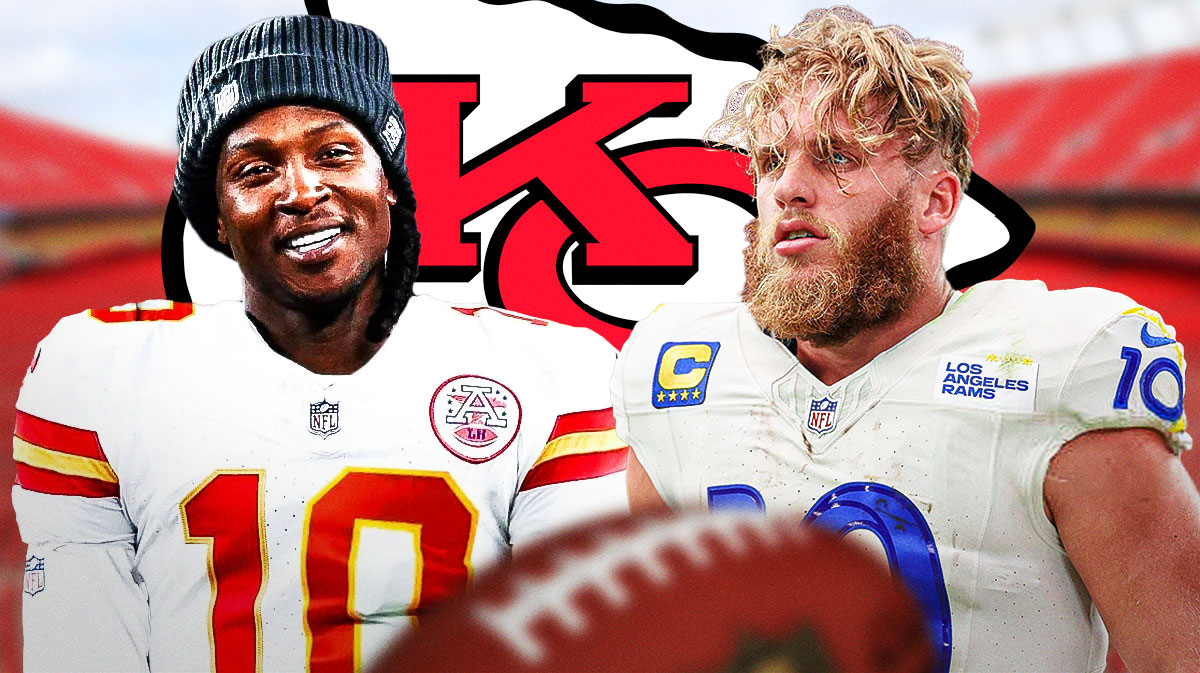 Chiefs' DeAndre Hopkins next to Rams' Cooper Kupp