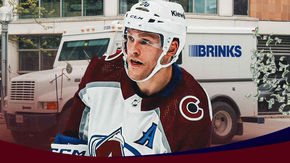 Avalanche forward Mikko Raantanen with a Brinks Truck
