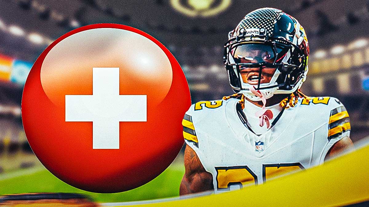 Rashid Shaheed in a New Orleans Saints uniform with a red and white first aid symbol as the Saints moved Shaheed to injured reserve and chris olave is injured as well, another of many saints injuries.