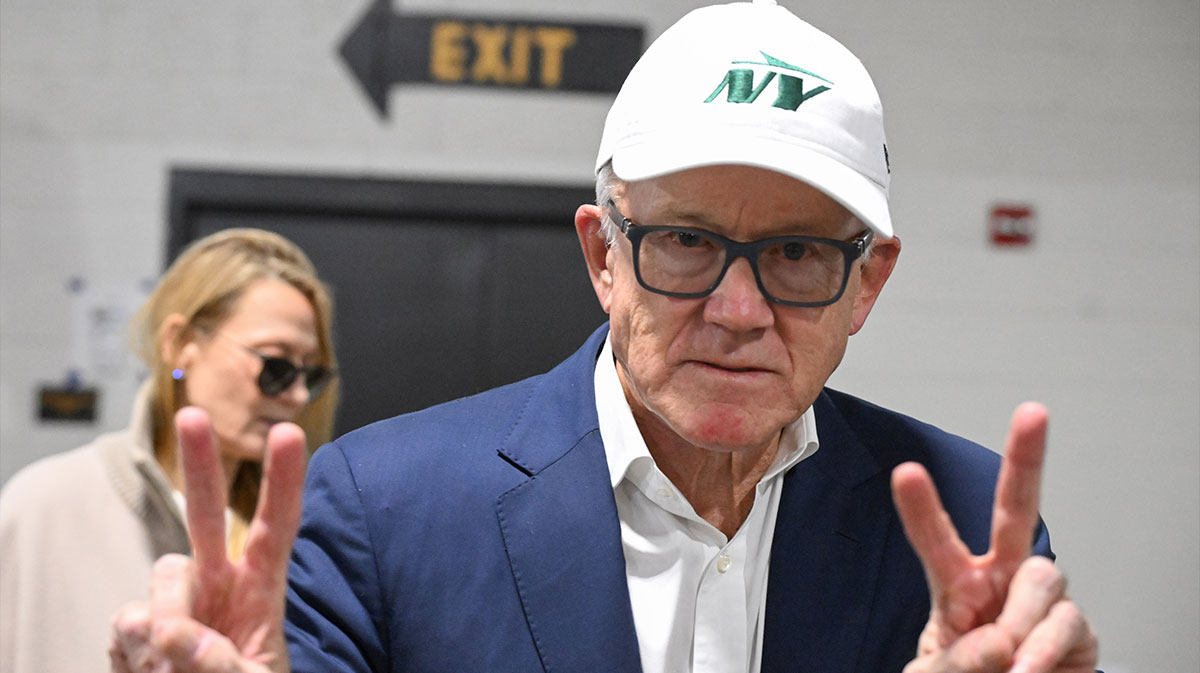 New York Jets owner Woody Johnson arrives for a game against the Pittsburgh Steelers at Acrisure Stadium.