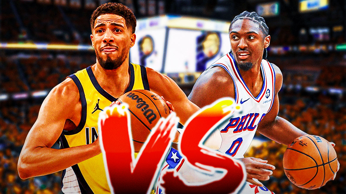 Pacers' Tyrese Haliburton and 76ers' Tyrese Maxey