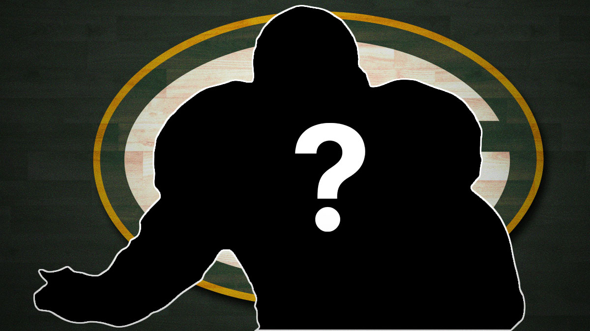 A silhouette of an American football player with a question mark emoji inside. There is also a logo for the Green Bay Packers.