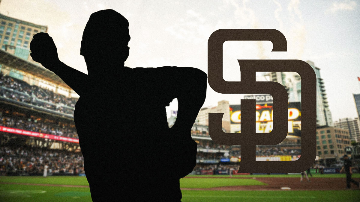 Mystery figure, Padres, Petco Park in back